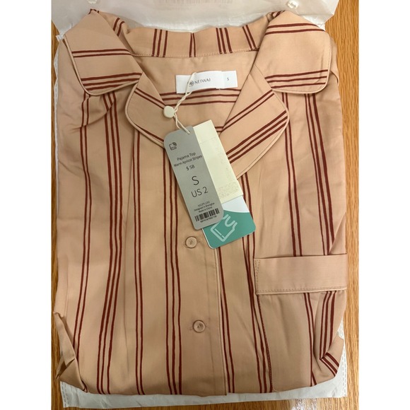 Neiwai Other - NEIWAI Classic Embroidered Pajama Shirt 2.0 Warm Apricot Stripes Small